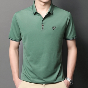 短袖T恤男装2023夏季新款商务休闲翻领中年宽松简约百搭潮流男装图片