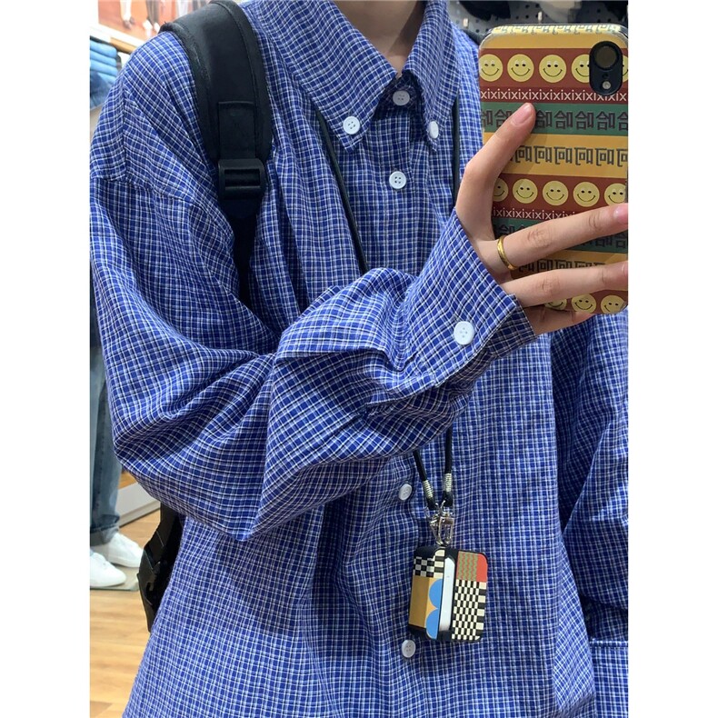 新款美式复古经典格纹衬衣慵懒长袖衬衫男女格子513ACS2429P30,男装衬衫,星座513A