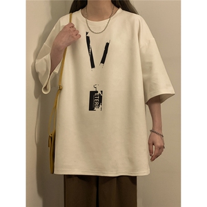 中性2026夏装麂皮绒半袖上衣男女情侣夏季大码宽松短袖T恤S315P28图片