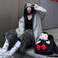 抖音得物高品质二开26春装美式重磅宽松结构双面连帽卫衣外套W68，女装短外套，电商A486-1