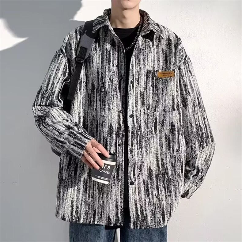 扎染设计感牛仔夹克男士春秋季装大码青少年休闲高级感潮流牌外套,男装夹克,星座218-1（原230）