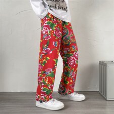 CK203新款东北大花民族特色风休闲哈伦运动裤束脚九分裤炸街，男装休闲裤，星座115A(原星座507）