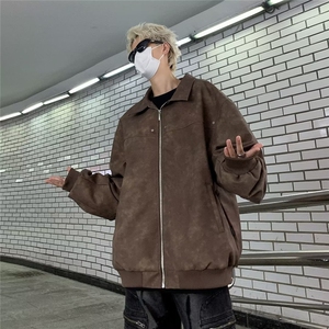 皮衣夹克男韩版潮流高街帅复古2024秋冬新款ins宽松外套W5748-P77图片