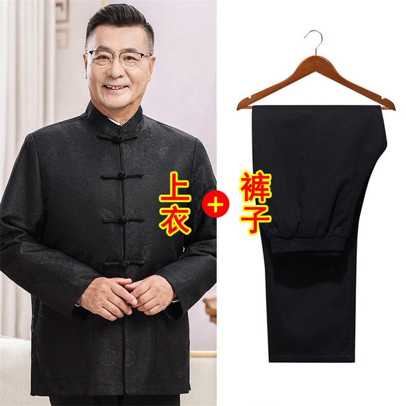 常货春秋中老年情侣装唐装外套爷爷奶奶生日宴会老人过寿服装套装图片