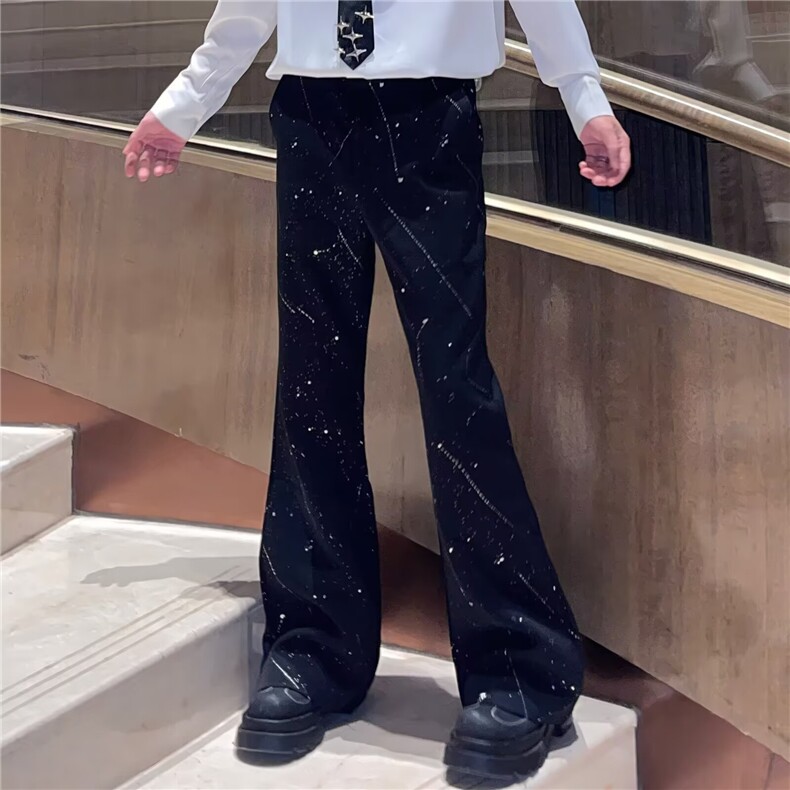 满天星微喇潮牌痞帅炸街男褶皱伞兵裤设计感嘻哈休闲宽松西裤潮流,男装西裤,星座506A
