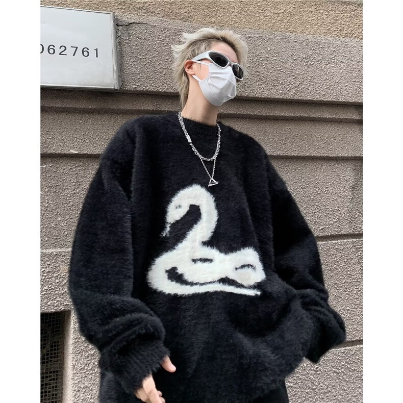 美式软糯毛衣男仿貂绒休闲百搭慵懒风情侣宽松针织衫男M560/P55,男装针织衫/毛衣,星座506
