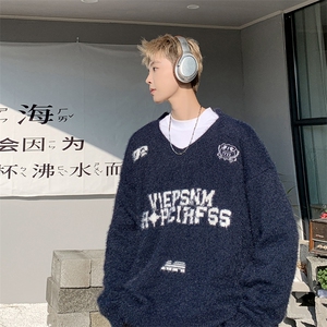 美式复古潮流拉链立领针织衫2024秋季设计感毛衣图片