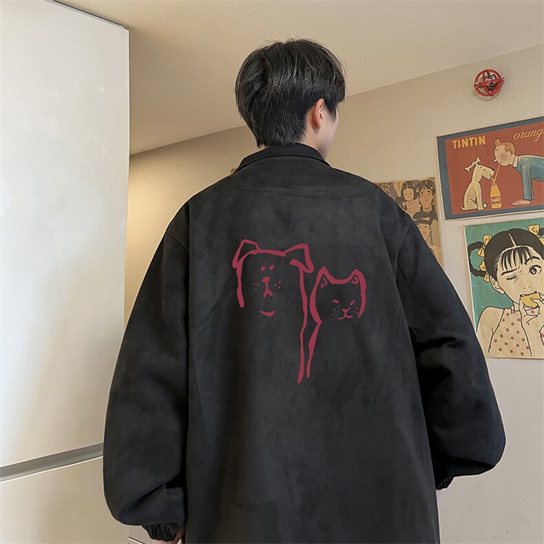 麂皮绒夹克男大码立领褂子外套JK85378-P68加绒款-P78,男装夹克,电商A040