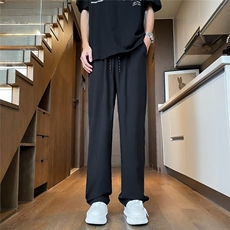 西裤男纯色高级感直筒休闲裤子宽松垂感痞帅拖地小西裤2833P33，男装休闲裤，星座410-2