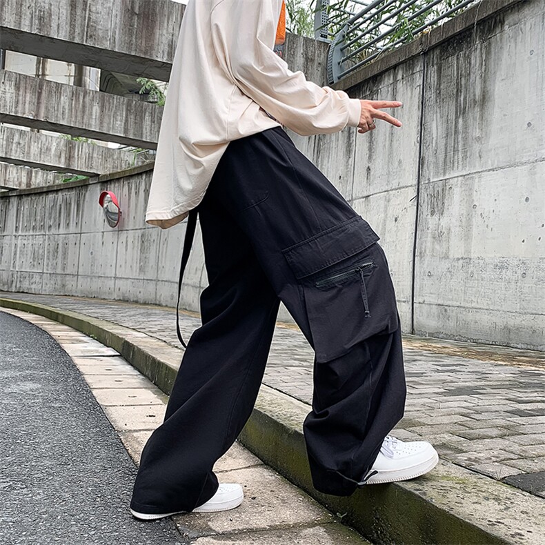 夏季港风休闲卫裤潮牌男小众设计感阔腿裤ins裤子K3597-P45,男装休闲裤,星座512-2
