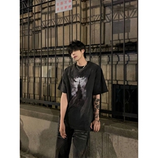 XZ809A/SXXXT01/P30/控48重磅水洗印花美式复古圆领T恤，男装T恤，星座809A(原222-1)