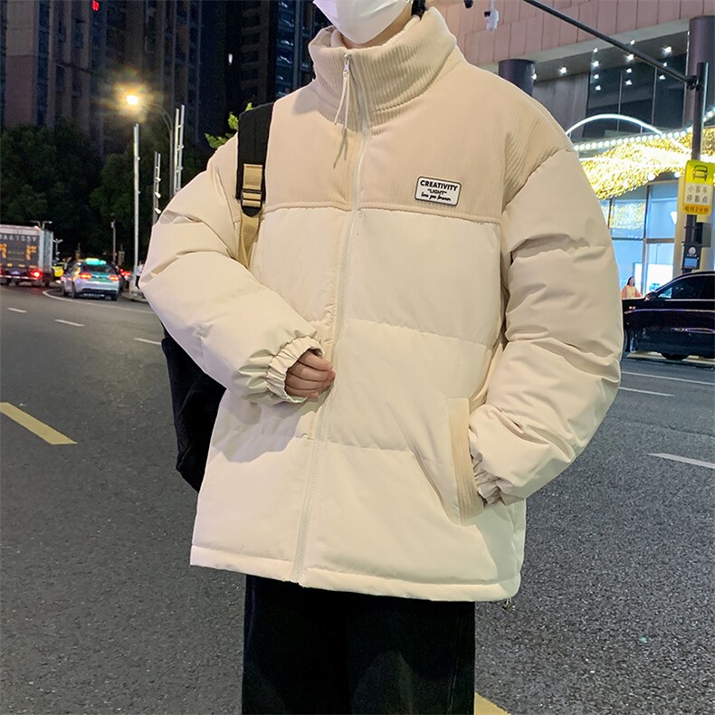 冬季青少年灯芯绒立领拼接外套休闲百搭面包服棉服5302-P78,男装棉衣,电商B306