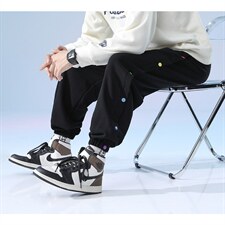日系2024秋冬款个性撞色排扣束脚运动休闲潮牌卫裤8805-P50控69,男装休闲裤,星座914-3