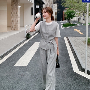 夏季阔腿裤马甲时尚两件套女图片