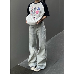【有货】A700CC-特P43 不对称做旧反穿牛仔裤男女设计感裤子图片