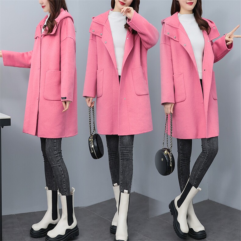 芷墨简约显高显瘦双面呢羊毛外套时尚简约宽松韩版冬季新款中长款，女装毛呢外套，芷墨服饰