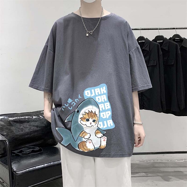 YT26217-P30亚短袖t恤男大码五分袖男宽松七分袖港风模特,男装T恤,电商A040