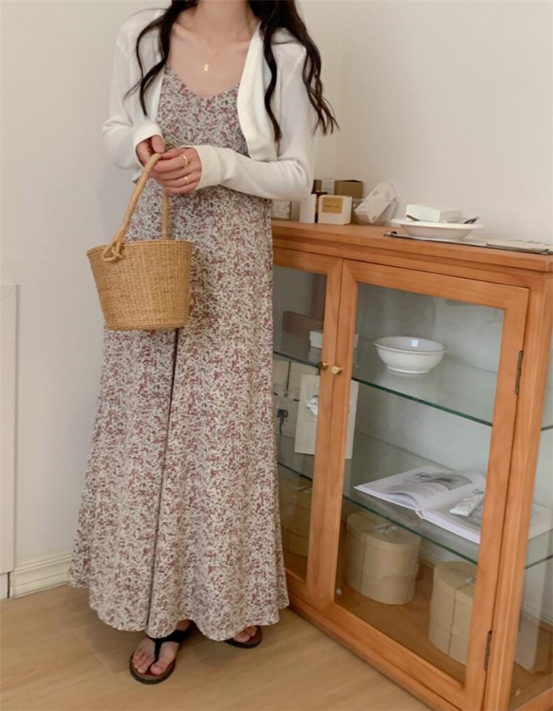 夏季新品碎花吊带裙?冰丝小披肩，女装背心吊带，DAP