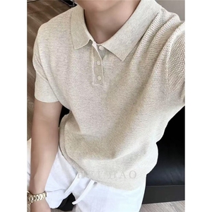 新贵老钱莱赛尔男短袖t恤亚麻休闲POLO衫透气夏季513PL1863P43图片