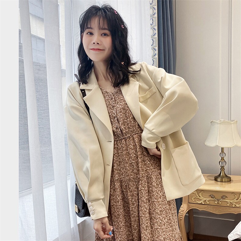 【现货】2021年秋季宽松显瘦西装166-XZ02P90控148杏色,女装西装,茜茜公主