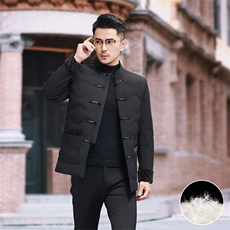 主推新款中年羽绒服唐装外套男复古盘扣风羽绒服外套中式唐装，男装羽绒服，钱塘723