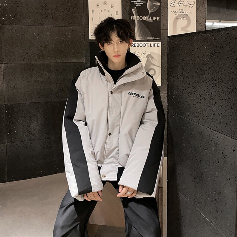 405A美式高街撞色短款棉服加厚立领面包服MY24919-P125控158,男装棉衣,星座405A