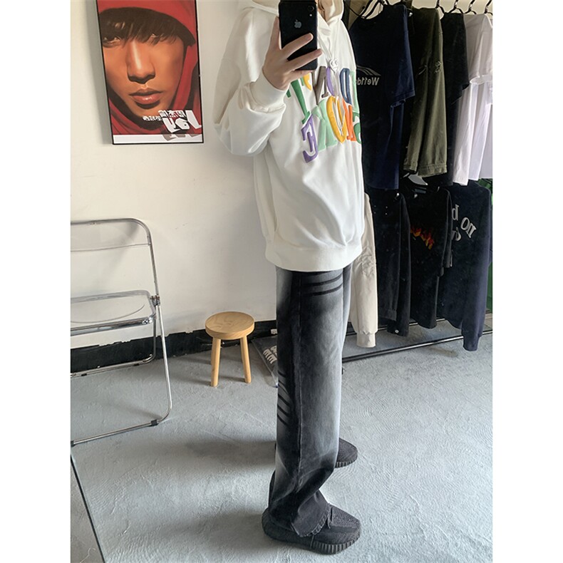 B221美式ins高街暗黑重工艺宽松直筒牛仔裤LK23125-P65控88,男装牛仔裤,电商B221
