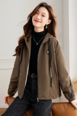 连帽工装加绒派克服外套女冬季2024新款宽松休闲短款加厚保暖棉服，女装棉衣/棉服，以桐