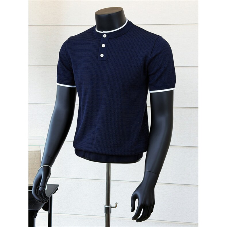 拼色款针织圆领打底衫上衣T恤冰丝短袖K85004-P53，男装T恤，星座1012-1