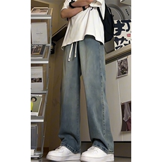 牛仔裤男直筒宽松大码抽绳美式裤子长裤K8471-P38【特价】，男装牛仔裤，电商A007