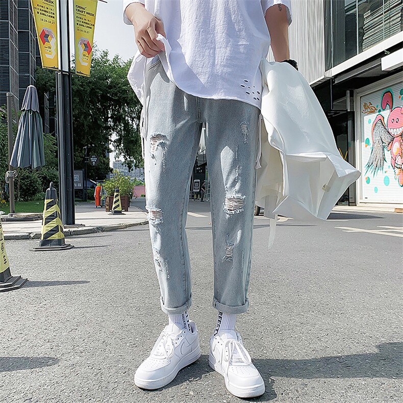 主推差价n60夏季破洞港风休闲时尚潮流牛仔裤男1008-CN60,男装牛仔裤,星座1008