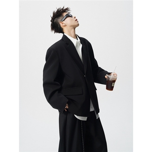 简约刺绣金属扣设计休闲西装大码M-5XL韩版西服男XF78085P85控128