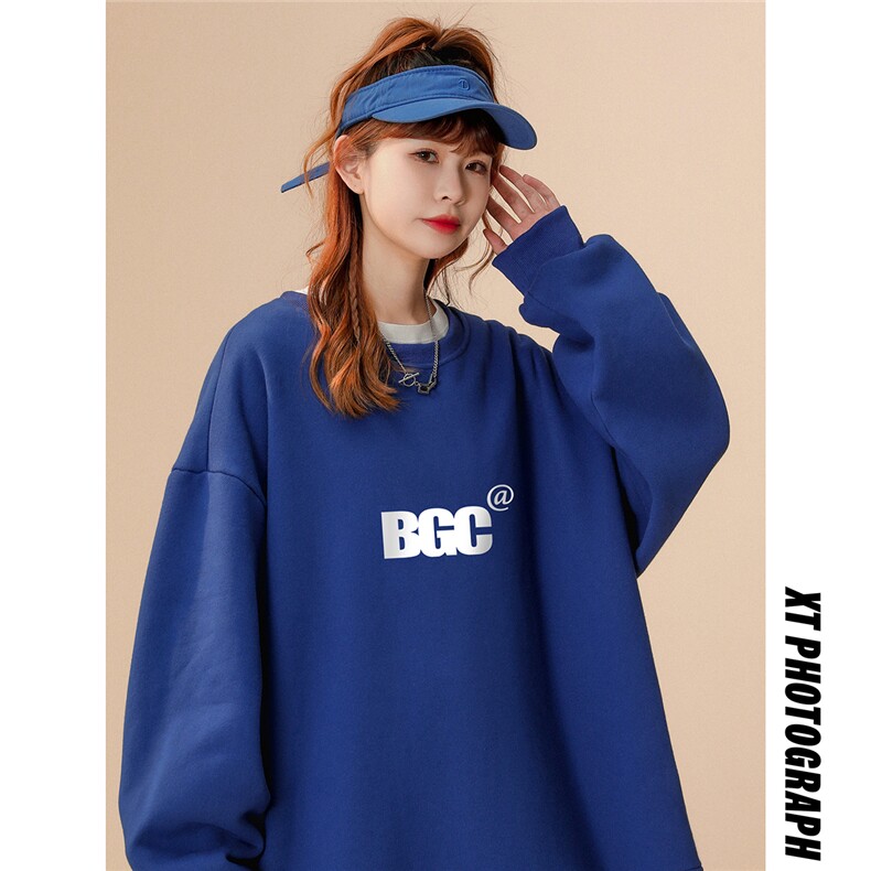 中性22秋季新款简约BGC字母印花百搭圆领重磅卫衣W1021P30控48,男装卫衣,A247A