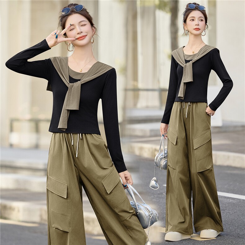 2025秋装新款时尚披肩潮流宽松套装，女装套装/套裙，曼琳思菲