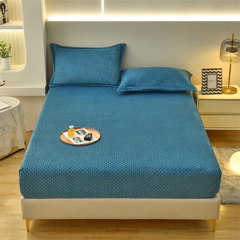 2023新款加厚宝宝绒暖豆豆纯色床笠床罩豆豆绒，床单，一起卖家纺