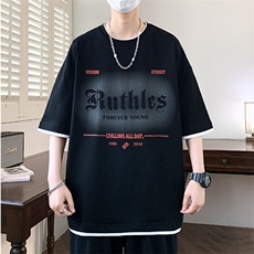 25157-特P40夏季休闲时尚T恤男短袖打底衫青少年潮牌拼接T恤，男装T恤，电商D310B