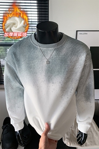 新款银狐绒450g高克重华棉渐变扎染长袖卫衣W5439J加绒-特P45控88图片