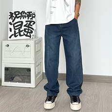 复古水洗直筒牛仔裤男女宽松百搭情侣款垂感裤子夏季NQ08，男装牛仔裤，星座1116A-1（原606A）