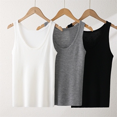 背心新款女内夏季条纹纯色宽松无袖外穿打底上衣，女装针织衫/毛衣，绒上羊绒