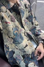 潮牌卡通小熊休闲外套男士宽松提花牛仔外套夹克JA281-特价P51，男装夹克，电商A007