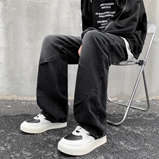 现货秋冬宽松大码直筒渐变工装伞兵裤阔腿褶皱牛仔裤男K903-P50，男装牛仔裤，星座205
