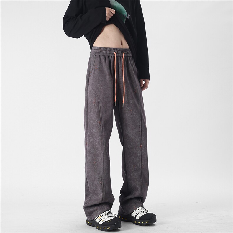 现货A429-Yk326-特批53美式撞色扎染重磅卫裤弯刀休闲裤高品质,男装休闲裤,电商A429