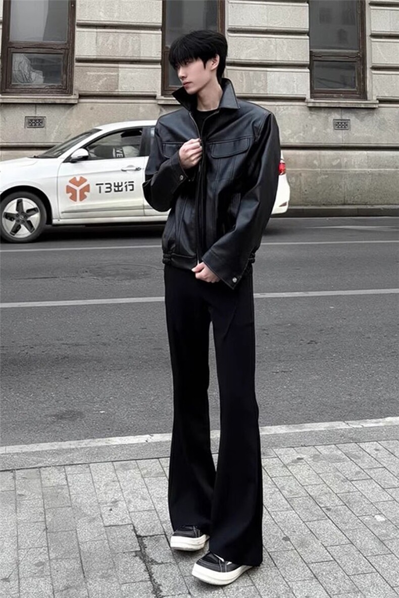 季新款cleanfit微喇西裤男垂坠感高级感直筒显高休闲弯刀潮裤子,男装西裤,星座302B