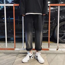 港风宽松复古牛仔裤男士秋季潮流个性直筒裤K869-P45，男装牛仔裤，电商A128