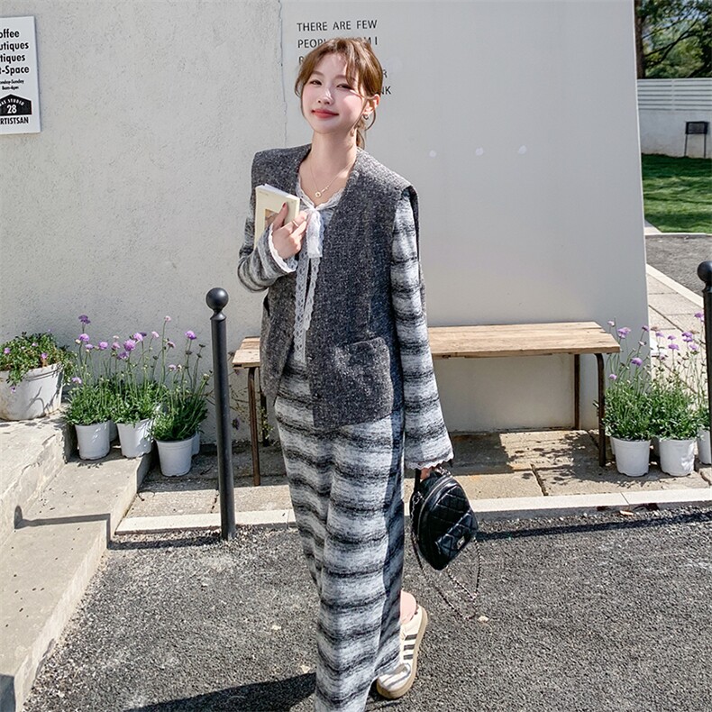 新款【已出货】针织长裙马甲套2C110-H7792-P165-K248,女装套装/套裙,2C110