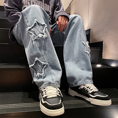 美式高街牛仔裤男女潮牌个性显高ins休闲裤B381-1/759P58，男装牛仔裤，电商B381-1