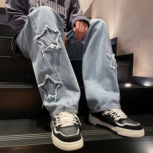 美式高街牛仔裤男女 潮牌个性显高ins休闲裤B381-1/759P58图片
