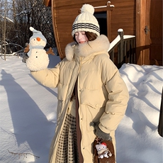 （现货！！）中长款连帽狐狸毛领宽松阔版加厚保暖羽绒服女，女装羽绒服，浙宝189
