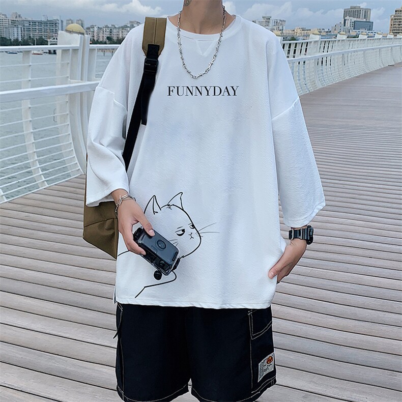 Q11149-P30 春夏季七分袖t恤男大码五分袖男短袖中袖图片