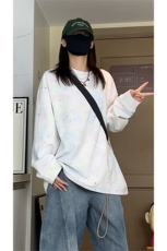 美式重磅扎染满天星长袖T恤男女同款潮高街宽松卫衣W4680-特价P50，男装T恤，电商A007